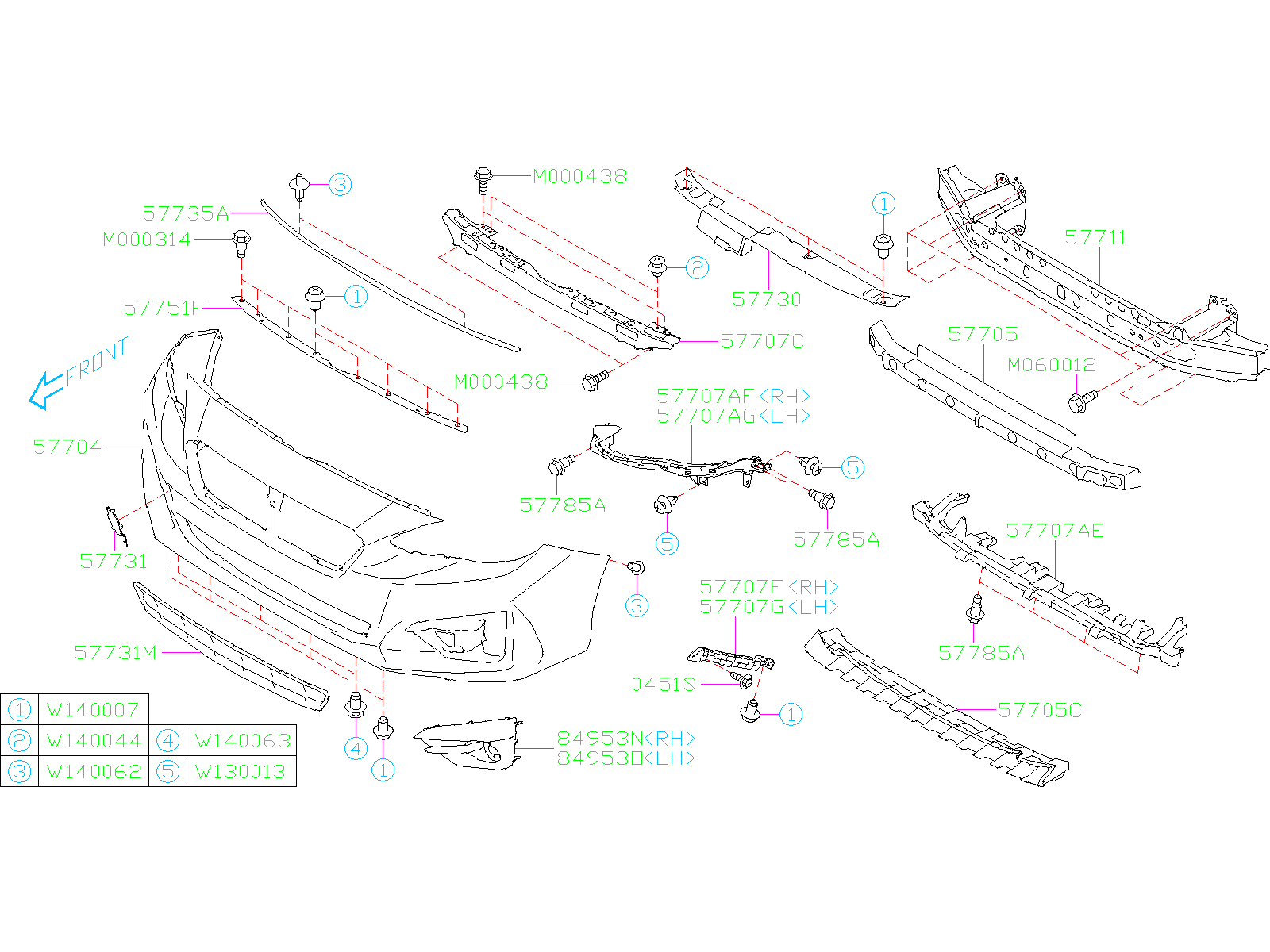 2017 Subaru Impreza Back Beam Complete. (Front). BUMPER, Body ...